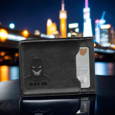 Leather Hero ID Wallet for Men and Woman - Stylish Superhero Design, Durable Bifold Wallet with Multiple Card Slots, Cash Compartment, and Iconic Logo - Gift for All (Batmen) in Saudi Arabia