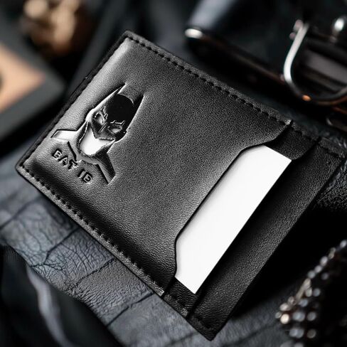 Leather Hero ID Wallet for Men and Woman - Stylish Superhero Design, Durable Bifold Wallet with Multiple Card Slots, Cash Compartment, and Iconic Logo - Gift for All (Batmen) in Saudi Arabia