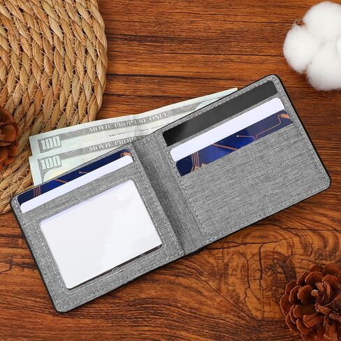 Mens Slim Canvas Wallet, Small Bifold Fabric Wallet for Men and Teen Boys Portable Credit Card Wallet Minimalist Credit Card Holder for Work in Saudi Arabia