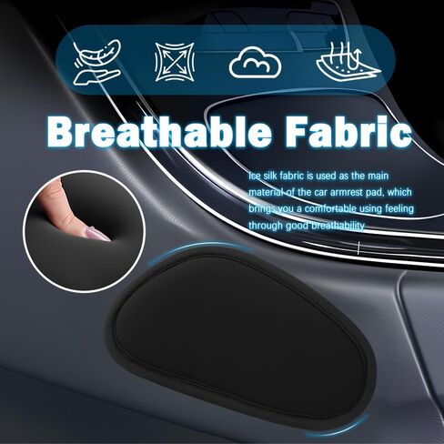 2PCS Ice Silk Car Knee Cushion,Breathable Car Arm Rest Cushion for Door Relieves Knee and Elbow Fatigue,Soft & Flexible Cars Door Armrest Pad with Thickened Adhesive Backing in Saudi Arabia