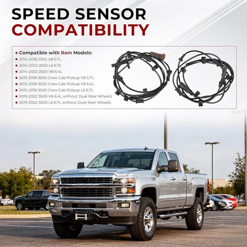 2pcs Rear ABS Wheel Speed Sensors Compatible with Ram 2500 3500 2014-2022 Replace 4779980AC 0265009720 ALS2824 4779981AC 68457707AB ALS2823 in Saudi Arabia
