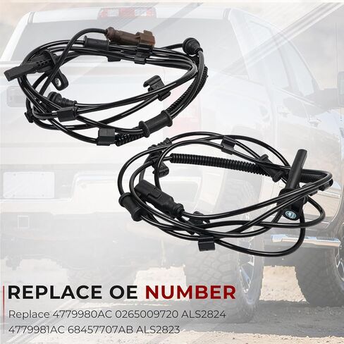 2pcs Rear ABS Wheel Speed Sensors Compatible with Ram 2500 3500 2014-2022 Replace 4779980AC 0265009720 ALS2824 4779981AC 68457707AB ALS2823 in Saudi Arabia
