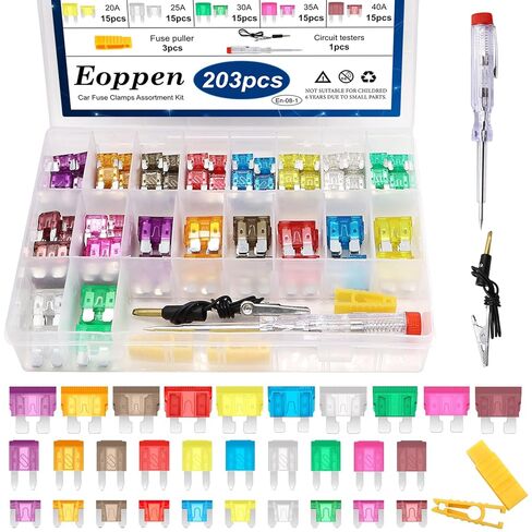250Pcs Car Fuse Assortment Kit 5A 7.5A 10A 15A 20A 25A 30A Standard & Mini Car Blade Fuses 20A 30A 40A 50A 60A Low and Tall/STD Profile Box Shaped Automotive Fuse for Cars, Trucks and SUV, Boat in Saudi Arabia