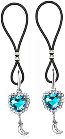 CZ Heart Non Piercing Nipple Rings Nipple Noose Fake Nipplerings Adjustable Nipple Jewelry Body Chains Body Jewelry for Women in Kuwait