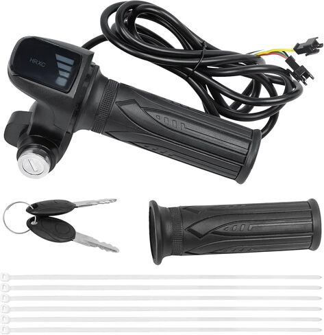 Ebike Full Twist Throttle متوافق مع Ridstar Q20، 48 فولت 3 دبوس التوصيل والتشغيل خنق مقاوم للماء، شاشة LCD مع قفل مفتاح، يناسب مقابض الخانق لمعظم الدراجات الإلكترونية والدراجات النارية in Kuwait