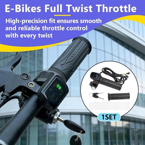 Ebike Full Twist Throttle متوافق مع Ridstar Q20، 48 فولت 3 دبوس التوصيل والتشغيل خنق مقاوم للماء، شاشة LCD مع قفل مفتاح، يناسب مقابض الخانق لمعظم الدراجات الإلكترونية والدراجات النارية in Kuwait