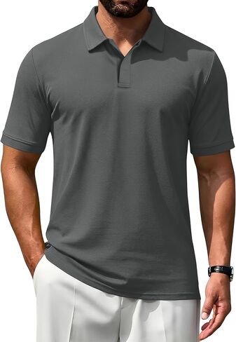 Poriff Mens Polo Shirts Short Sleeve Golf Shirt Dry Fit Athletic T-Shirt Moisture Wicking Top (S-3XL) in Kuwait