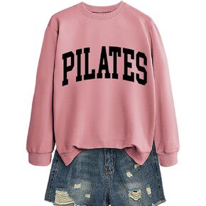 SHUNDA PILATES Women's Fitness sports Workout Sweatshirts Letter printing Graphic Long Sleeve Pullover Tops in Saudi Arabia