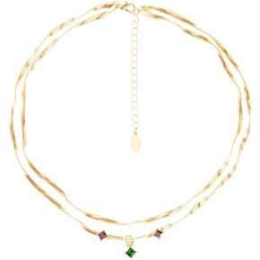 8 أسباب أخرى لقلادة سلسلة الأفعى المزدوجة الشريرة إلفابا | قلادة قلادة كريستال متعددة الألوان | قلادة مجوهرات من النحاس المطلي بالذهب عيار 14 قيراط قابلة للتعديل للنساء in Kuwait