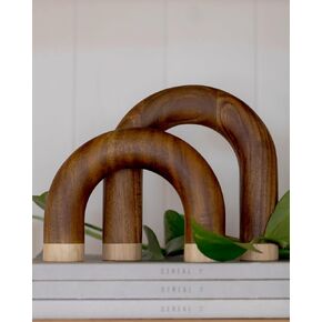 كائنات ديكور قوس الخشب - جمالية ديكور رف الكتب، ديكور طاولة القهوة الحديثة، لمسات ديكور المنزل، منحوتات خشبية، ديكورات الرف، ديكورات رف الكتب، عناصر ديكور خزانة الكتب in Kuwait