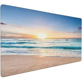 Gaming Mouse Pad,Large Mouse Pads for Desk,Non-Slip Rubber Base Extended Mousepad,XXL Keyboard Mouse Mat,Computer Keyboard Desk Pad with Stitched Edges,35.4x15.8inch,Full Moon On Sea Night in Kuwait
