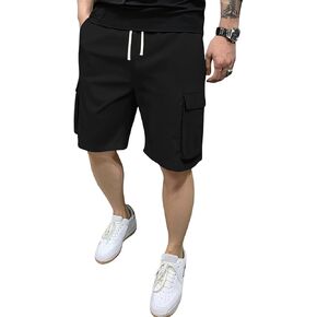 Men's Summer Thin Drawstring Cargo Shorts Loose Fit Fashionable Casual Vacation Wear Outdoor Pocketed Sports Pants Gym in Kuwait