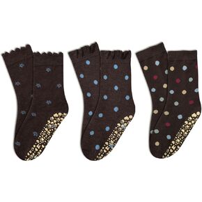 3 أزواج من الجوارب البيلاتيس اللطيفة للنساء ذات الكشكشة والنقاط البولكا غير القابلة للانزلاق لليوجا وباري القدمين in Kuwait