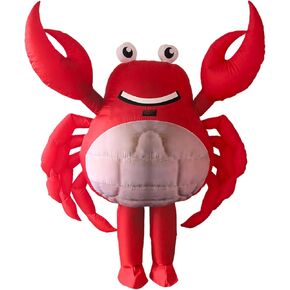 زي السلطعون القابل للنفخ للبالغين، زي التميمة لكامل الجسم من البوليستر الأحمر، زي على شكل حيوان كرنفال للجنسين in Kuwait