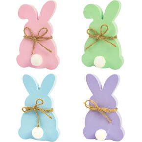 زينة أرنب عيد الفصح، 4 قطع علامة أرنب خشبية مزدوجة الجوانب لتزيين طاولة عيد الفصح في المنزل والمكتب وصينية متعددة الطبقات ورف الطاولة وديكور غرفة الطعام in Kuwait