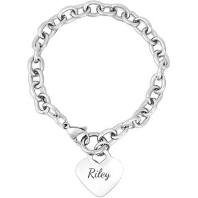 Personalized Stainless Steel Heart Bracelet – Custom Engraved Bracelet with Up to 4 Lines of Text, Meaningful Keepsake Jewelry Gift for Her, Mom, Wife, Bridesmaid, Anniversary, Birthday or Memorial in Saudi Arabia