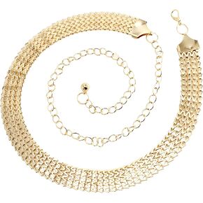 Women's Sparkly Gold Chain Belt 1in Wide Glitter Waist Belt for Wedding Dress Formal Waist 25" Upto 40" in Kuwait