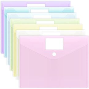EOOUT 12pcs Plastic Envelopes Poly Envelopes, Hook & Loop Closure File Folders, A4 Size File Envelopes with Label Pocket for School and Office Supplies in Kuwait