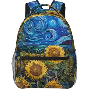 هدايا حقيبة ظهر عباد الشمس للفتيات والأولاد والأطفال والمراهقين، حقائب ظهر للسفر وحقيبة كمبيوتر محمول، وحقيبة كتب، وحقيبة ظهر فنية مليئة بالنجوم لحقل عباد الشمس للمدرسة، والعمل، والمغامرات الخارجية in Kuwait