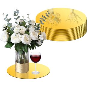 10" Acrylic Round Mirrors Centerpieces Trays for Tables 20 PCS Candle Holders Candle Plate Set Centerpiece Table Decorations for Wedding,Baby Shower, Christmas,Wall Decor,1mm Thick (White) in Kuwait