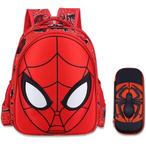 Cartoon Spider Schoolbag with Pencil Case - 3D, Waterproof, Large-Capacity for Primary School Boys (14in) in Kuwait