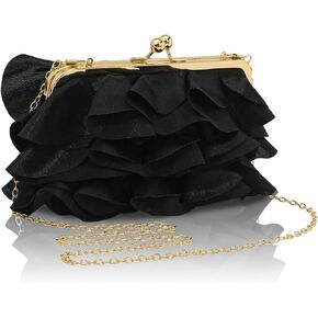 محفظة بمقبض زهري للنساء من الساتان الناعم حقيبة مسائية رسمية بمقبض العروس ومحفظة كشكشة لحفلات الزفاف in Kuwait