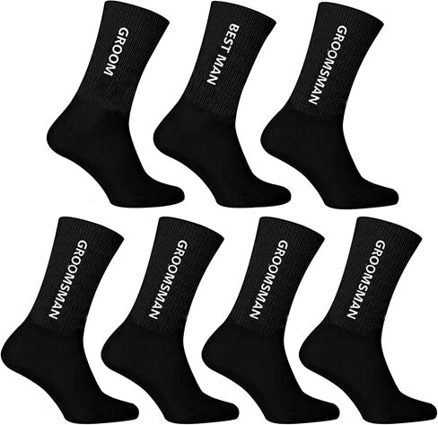 PartyGifts&beyond 7Packs Groomsmen Socks,Groom and Best Man Socks Perfect Groomsmen Proposal Gift for Bachelor Party(Bold，M) in Kuwait