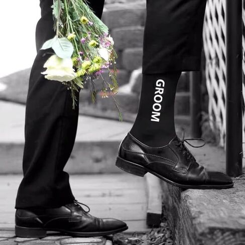 PartyGifts&beyond 7Packs Groomsmen Socks,Groom and Best Man Socks Perfect Groomsmen Proposal Gift for Bachelor Party(Bold，M) in Kuwait