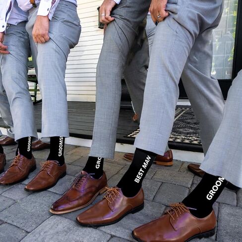 PartyGifts&beyond 7Packs Groomsmen Socks,Groom and Best Man Socks Perfect Groomsmen Proposal Gift for Bachelor Party(Bold，M) in Kuwait