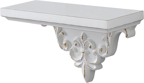 SOFE French Wooden Shelf for Wall, 14 Inch Long Floating Shelf, Vintage White Decorative Wall Shelf, Picture Ledge Shelf, Small Hanging Shelf for Kitchen, Living Room, Bathroom in Saudi Arabia