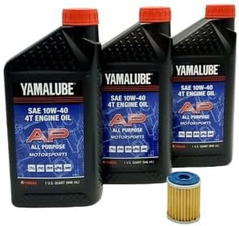 Yamaha Yamalube Warrior 350 (1987-2004) زيت لجميع الأغراض (3 كوارت) طقم تغيير الزيت والفلتر، #1UY-13440-02-00 و#LUB-10W40-AP-12 in Saudi Arabia