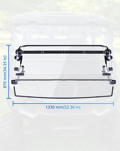 3-IN-1 Flip Up Windshield for Can Am Defender & Defender Max 2016-2026, Scratch Resistant Hard Coated 1/5" Poly Folding Front Full Flip Windscreen Window Can Full Open,Vented,Closed in Saudi Arabia