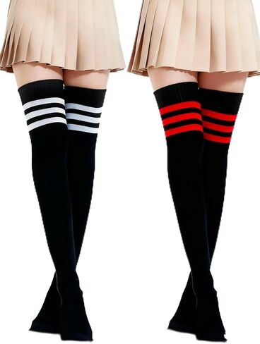 2Pairs Thigh High Socks Over Knee High Socks for Women Daily Sports Cosplay ﻿ in Saudi Arabia