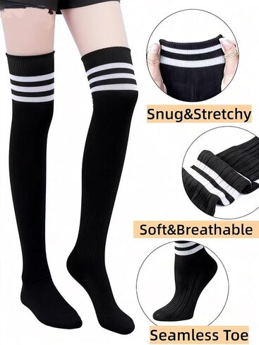 2Pairs Thigh High Socks Over Knee High Socks for Women Daily Sports Cosplay ﻿ in Saudi Arabia