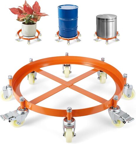 55 Gallon Heavy Duty Drum Dolly, 1,250 Pound Capacity,Barrel Dolly Cart Drum Caddy with Cross Braces & Swivel Casters Wheel,Non Tipping Design,Barrel Cart with Brake for Warehouse Drum Handling in Saudi Arabia