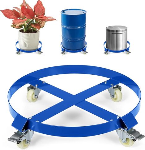 55 Gallon Heavy Duty Drum Dolly, 1,250 Pound Capacity,Barrel Dolly Cart Drum Caddy with Cross Braces & Swivel Casters Wheel,Non Tipping Design,Barrel Cart with Brake for Warehouse Drum Handling in Saudi Arabia