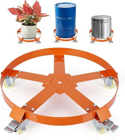 55 Gallon Heavy Duty Drum Dolly, 1,250 Pound Capacity,Barrel Dolly Cart Drum Caddy with Cross Braces & Swivel Casters Wheel,Non Tipping Design,Barrel Cart with Brake for Warehouse Drum Handling in Saudi Arabia