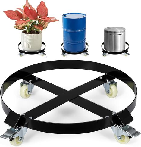 55 Gallon Heavy Duty Drum Dolly, 1,250 Pound Capacity,Barrel Dolly Cart Drum Caddy with Cross Braces & Swivel Casters Wheel,Non Tipping Design,Barrel Cart with Brake for Warehouse Drum Handling in Saudi Arabia