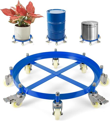 55 Gallon Heavy Duty Drum Dolly, 1,250 Pound Capacity,Barrel Dolly Cart Drum Caddy with Cross Braces & Swivel Casters Wheel,Non Tipping Design,Barrel Cart with Brake for Warehouse Drum Handling in Saudi Arabia