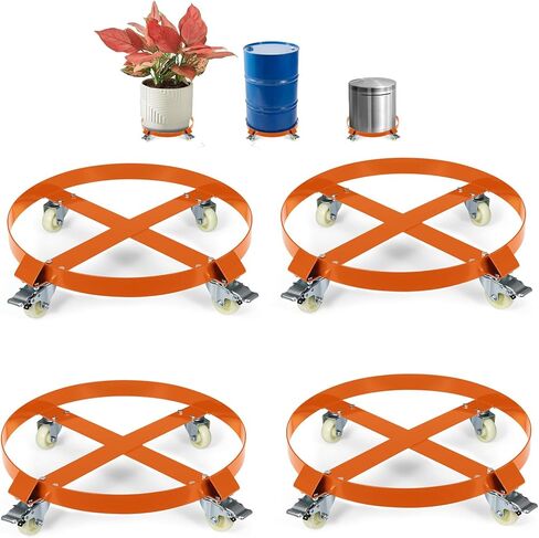 55 Gallon Heavy Duty Drum Dolly, 1,250 Pound Capacity,Barrel Dolly Cart Drum Caddy with Cross Braces & Swivel Casters Wheel,Non Tipping Design,Barrel Cart with Brake for Warehouse Drum Handling in Saudi Arabia