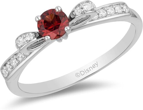 Jewelili مسحور ديزني غرامة مجوهرات فضة 1/10 Cttw الماس و 4 مللي متر جولة العقيق سنو وايت خاتم الموضة in Saudi Arabia