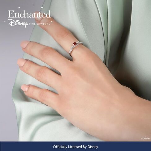 Jewelili مسحور ديزني غرامة مجوهرات فضة 1/10 Cttw الماس و 4 مللي متر جولة العقيق سنو وايت خاتم الموضة in Saudi Arabia