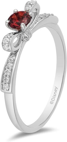 Jewelili مسحور ديزني غرامة مجوهرات فضة 1/10 Cttw الماس و 4 مللي متر جولة العقيق سنو وايت خاتم الموضة in Saudi Arabia