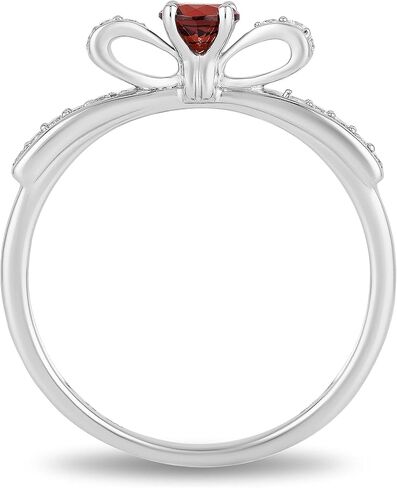 Jewelili مسحور ديزني غرامة مجوهرات فضة 1/10 Cttw الماس و 4 مللي متر جولة العقيق سنو وايت خاتم الموضة in Saudi Arabia