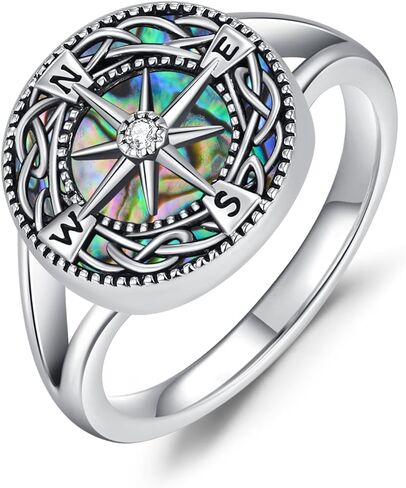 Eusense Sterling Silver Rings Dragon/Snake/Wolf/Horse/Feather/Compass Rings Adjustable Ring Jewelry Gifts for Men and Women in Saudi Arabia