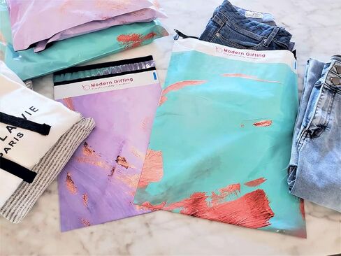Eco Friendly Sustainable Poly Mailers, Multiple Sizes Variety 75 Pack (25 Each: 6x9, 9x12, 12x15) Different Assorted Sized Shipping Bags, Trendy Chic Boutique Envelopes (Acrylic Paint) in Saudi Arabia