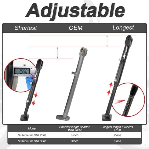 Xitomer 0-4'' Motorcycle Adjustable Kickstand, Fit for CRF250L 2021-2020, CRF300L Rally 2022-2024, CRFL300LS/ CRF300L 2023 2024 Motorcycle Adjustable Side Stand Kickstand (Black) in Saudi Arabia