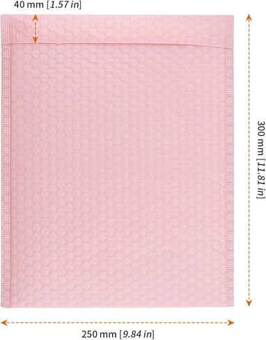 HOZEON 10 x 12 Inch Bubble Mailers 50 Pack - Waterproof Self Seal Padded Envelopes, Light Pink Shipping Bags for Books Clothes, Small Business Packaging in Saudi Arabia