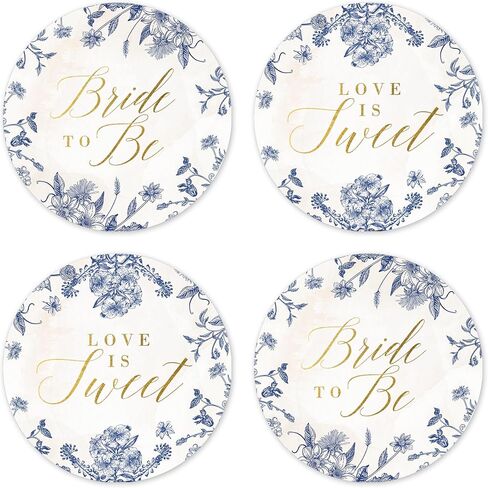 Mobiusea Creation Vintage Blue Floral Bridal Stickers | 60pcs Bride to Be & Love is Sweet Bachelorette Stickers for Bridal Shower, Engagement Party Favors, Envelope Seals & Bachelorette Decor in Saudi Arabia