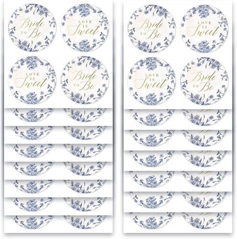 Mobiusea Creation Vintage Blue Floral Bridal Stickers | 60pcs Bride to Be & Love is Sweet Bachelorette Stickers for Bridal Shower, Engagement Party Favors, Envelope Seals & Bachelorette Decor in Saudi Arabia